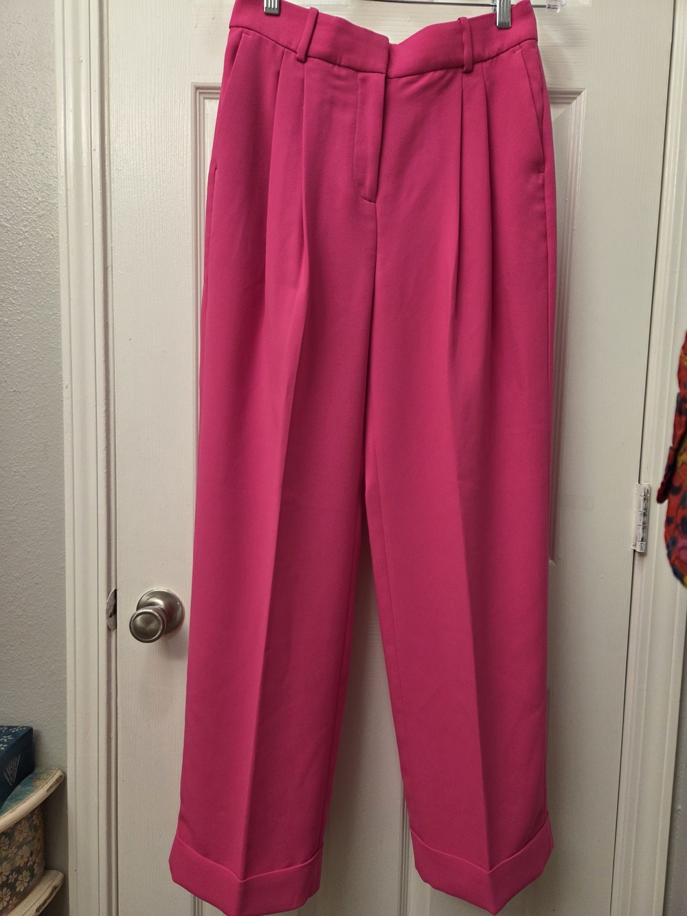 NWT J.CREW Size 4 Vivid Pink Essential Wide Leg Pants (See Matching Blazer)